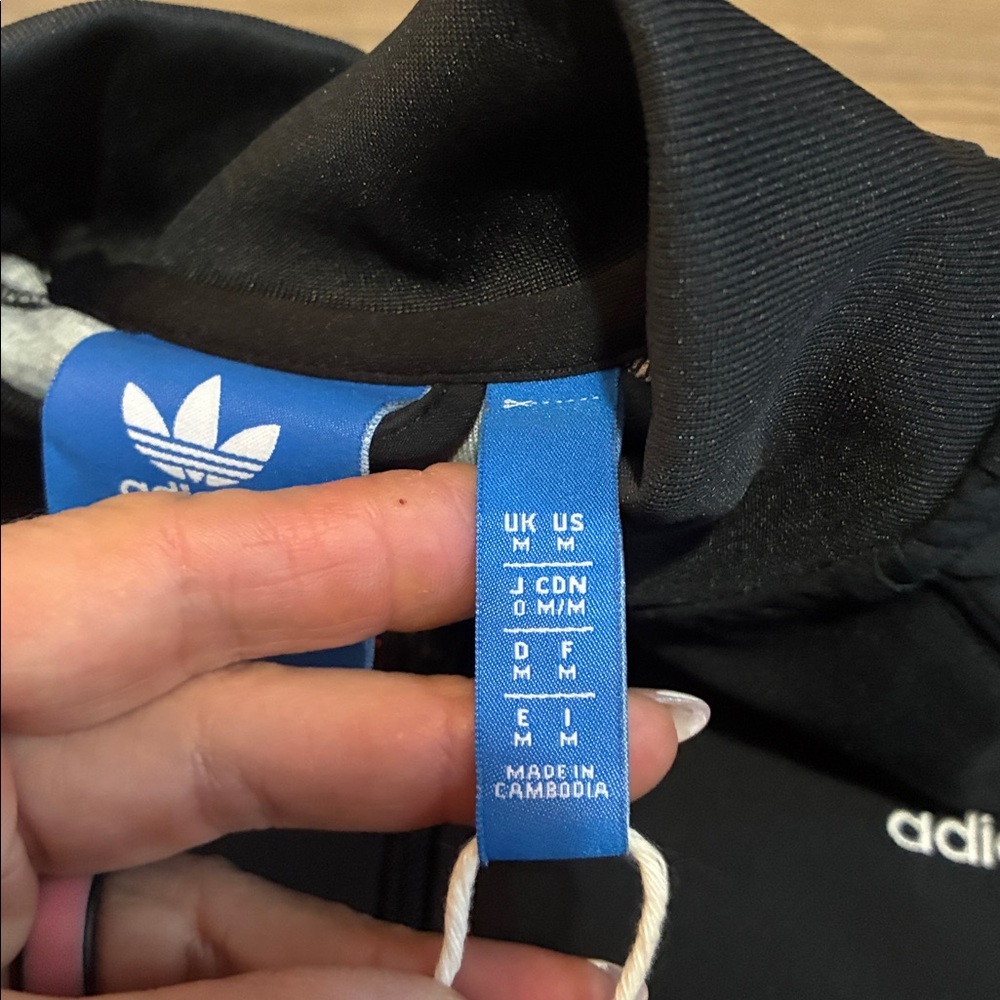 Adidas Men's Black Long Sleeve Track Jacket Size M NWOT Full zip White logo - Picture 7 of 11